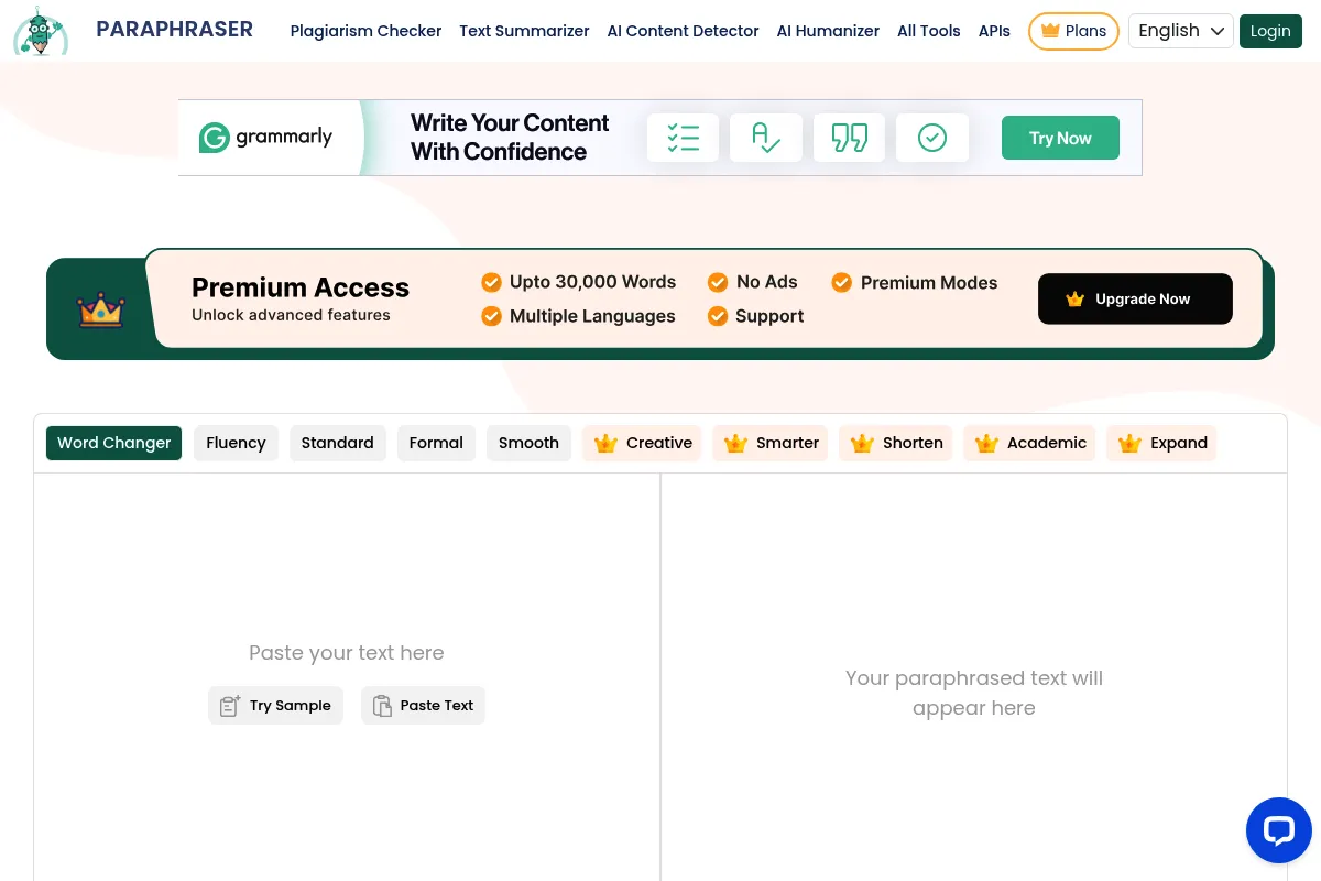 Paraphraser.io website preview