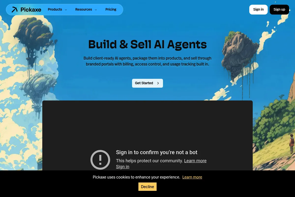 Pickaxe website preview