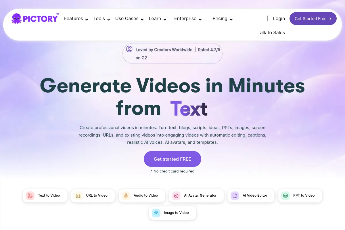 Pictory website preview