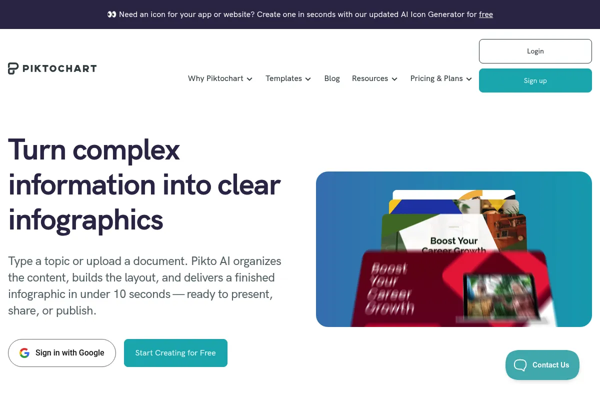 Piktochart website preview