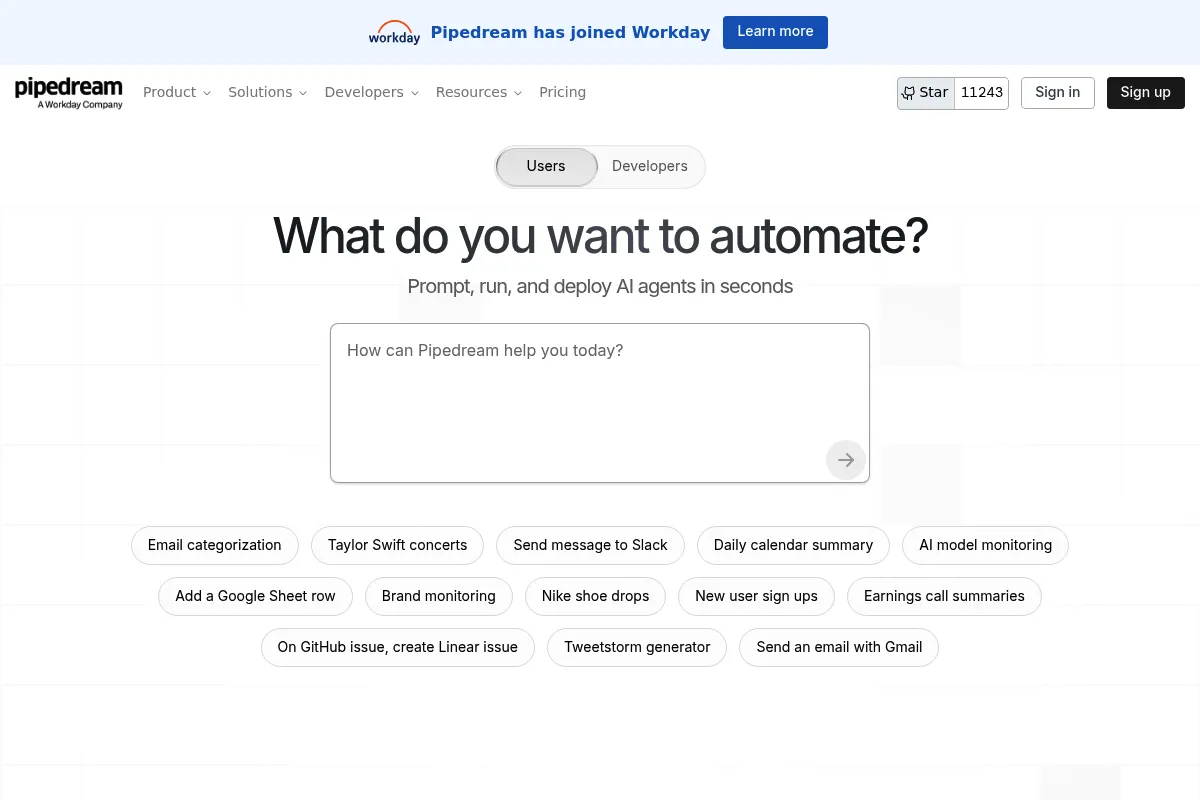 Pipedream website preview