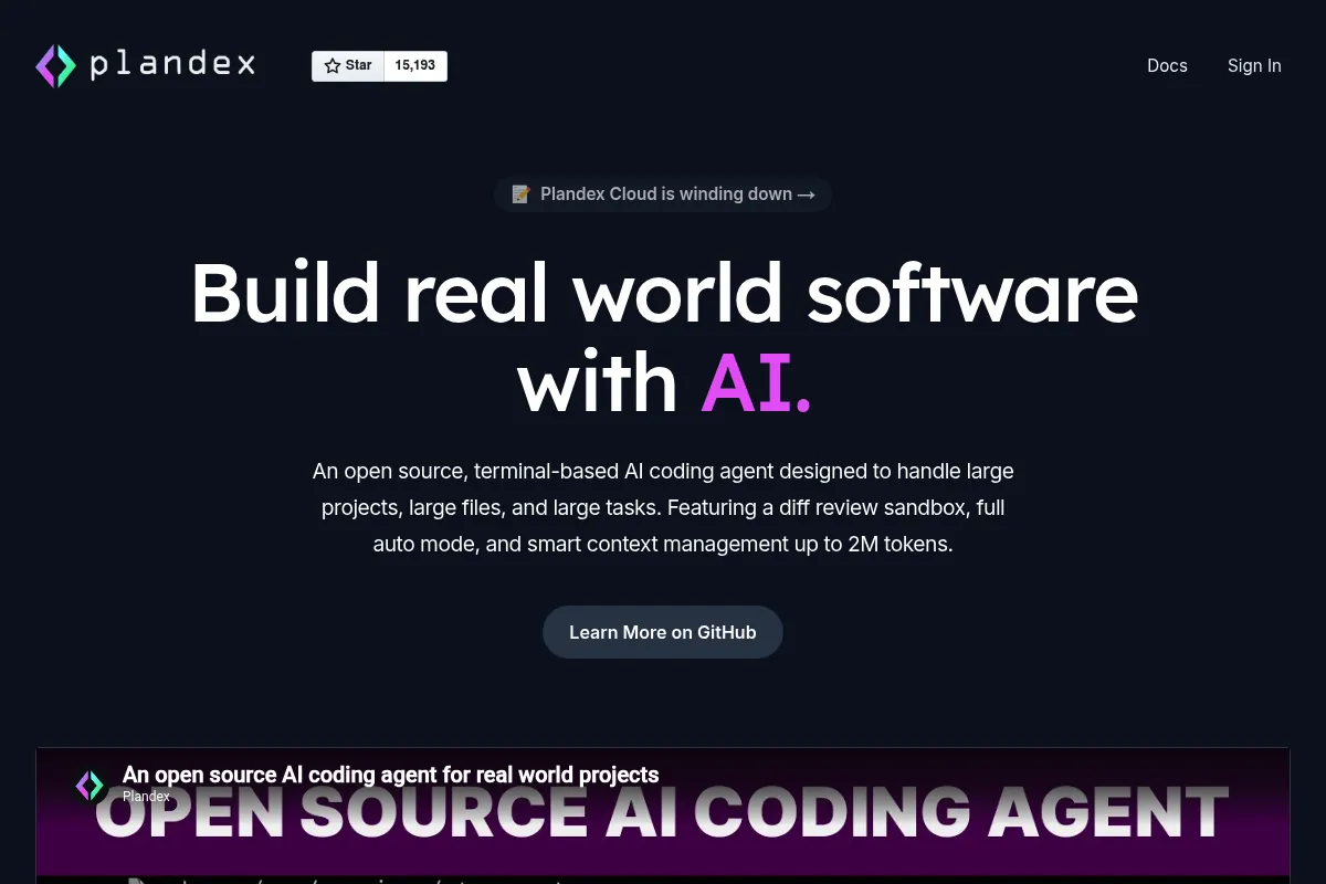 Plandex website preview