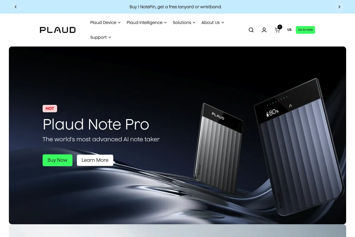 Plaud NotePin website preview