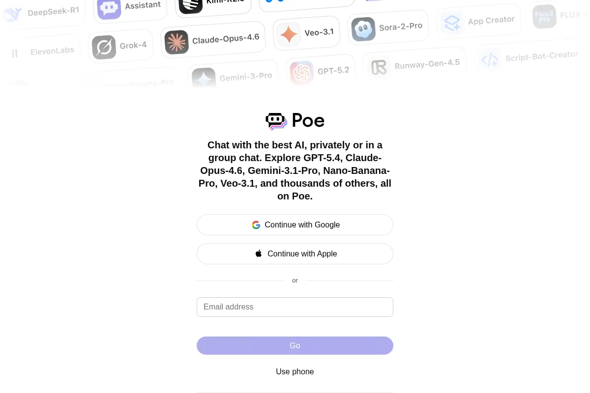 Poe website preview