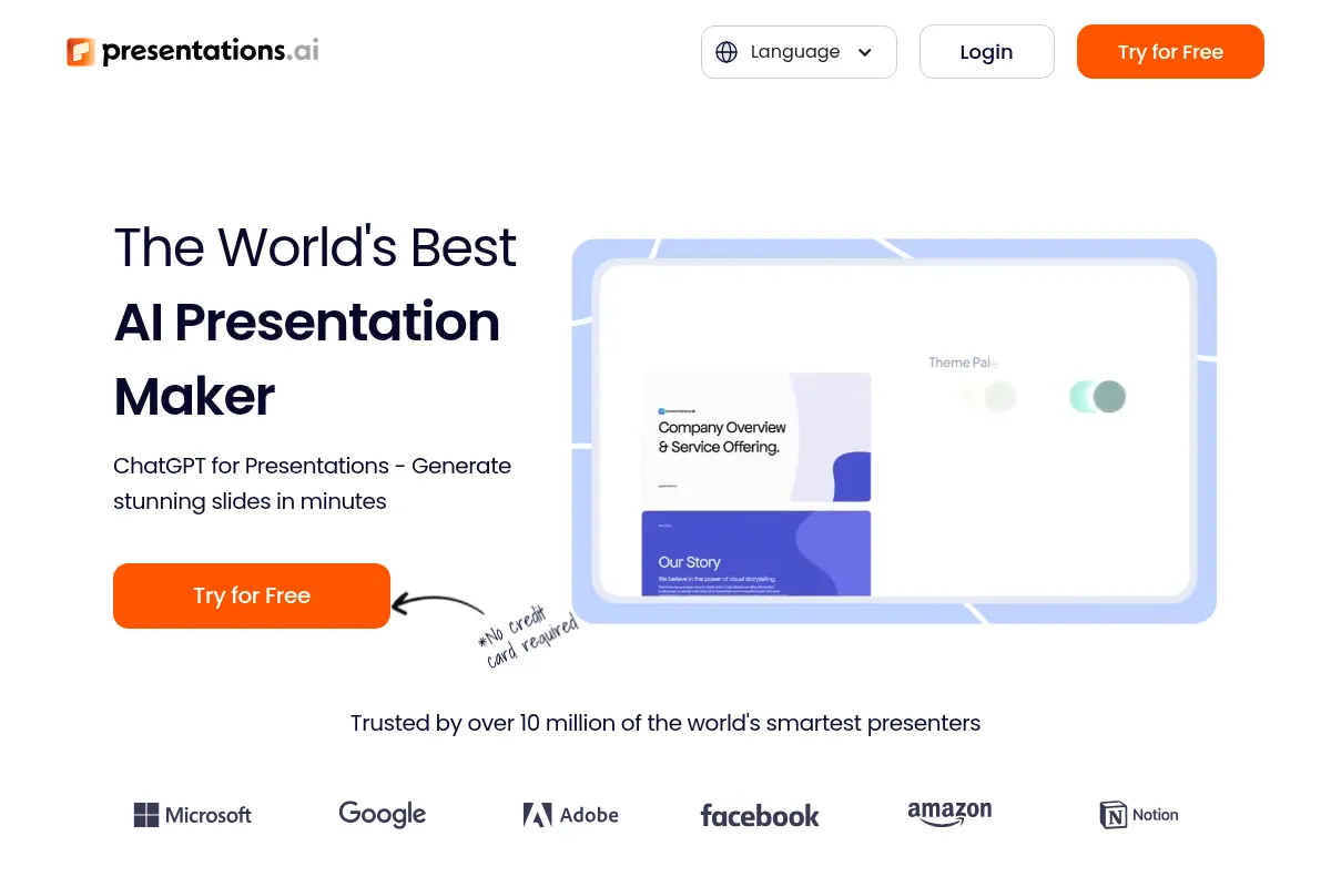 Presentations.ai website preview