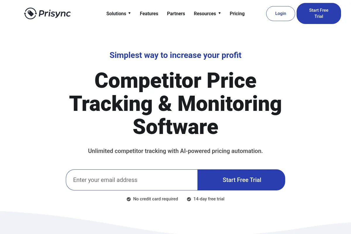 Prisync website preview