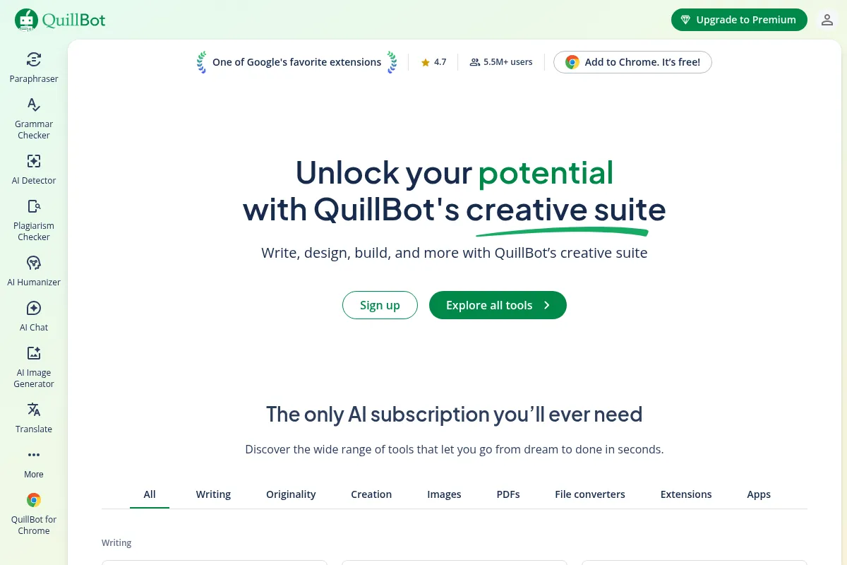 QuillBot website preview