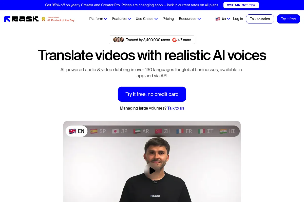 Rask AI website preview