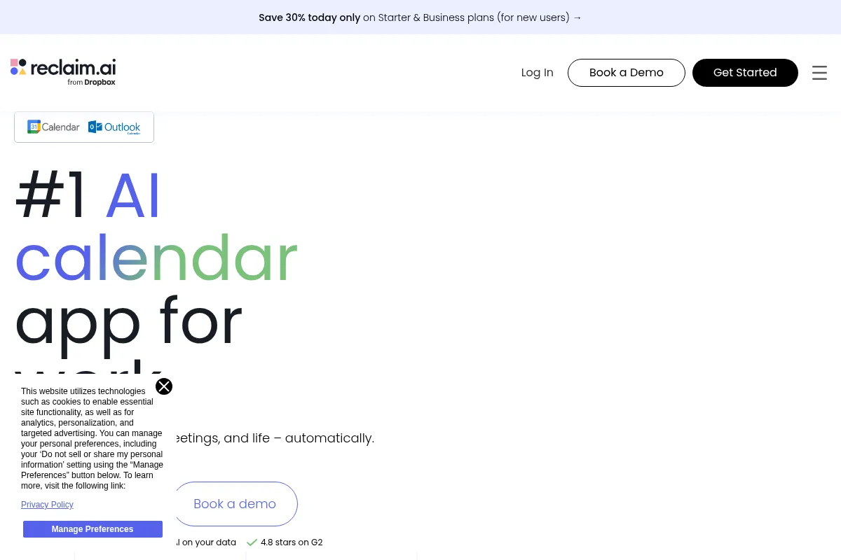 Reclaim AI website preview