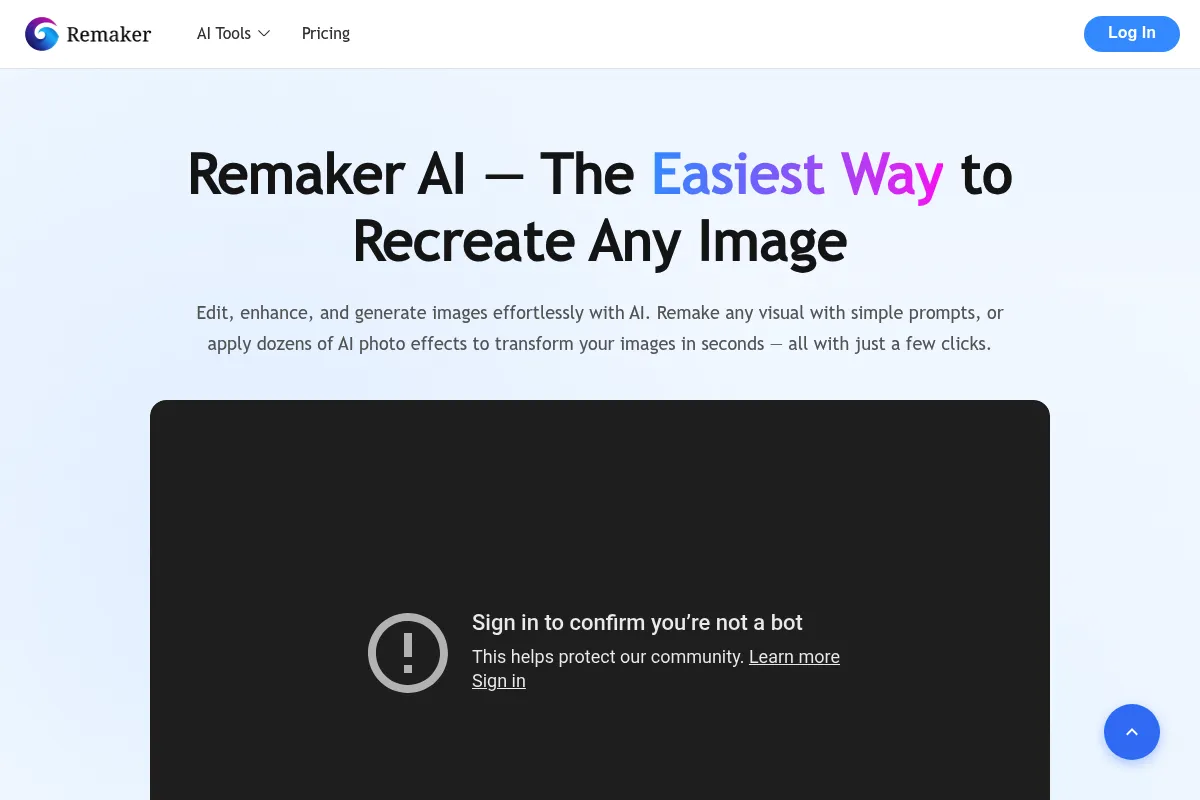 Remaker AI website preview