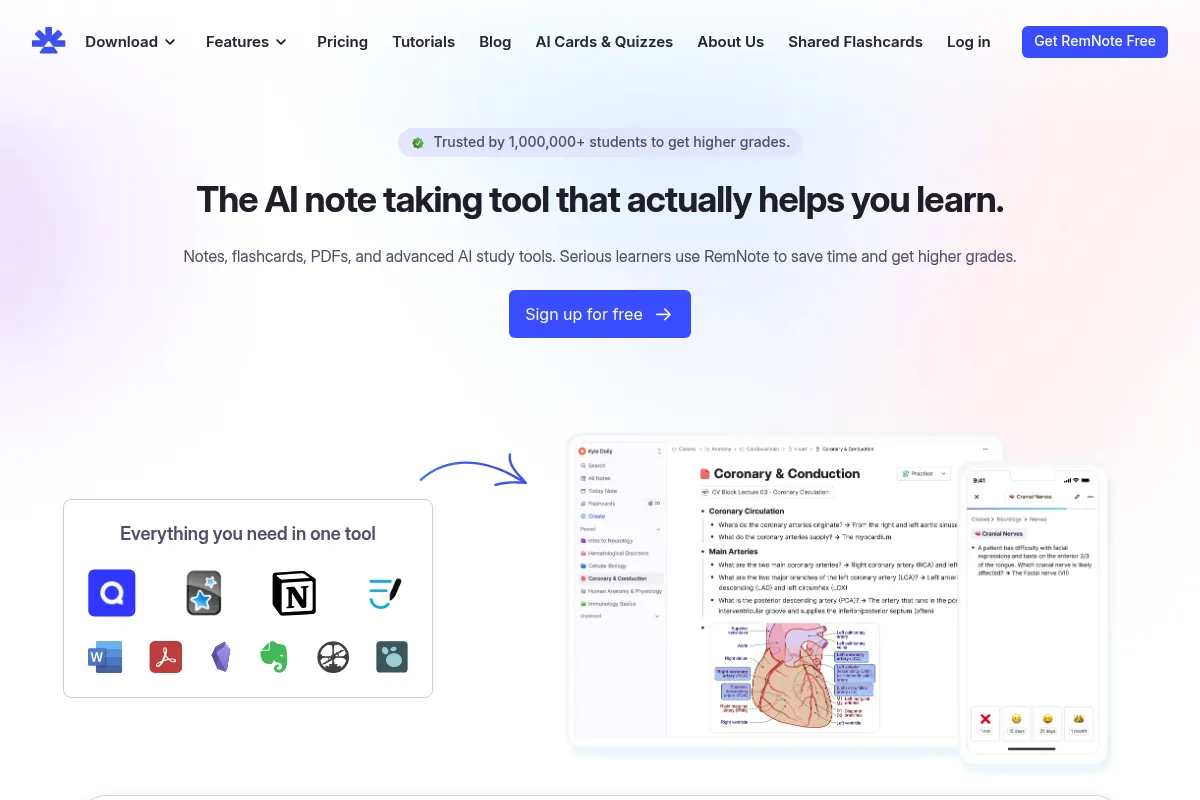 RemNote website preview