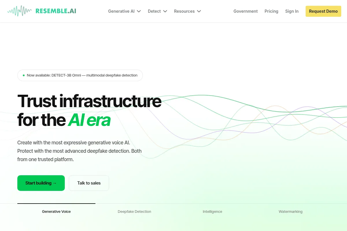 Resemble AI website preview