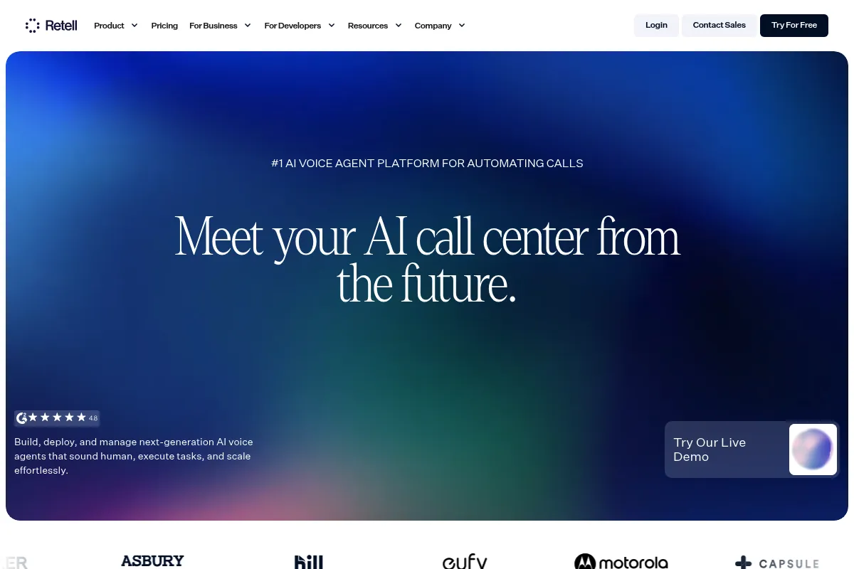 Retell AI website preview