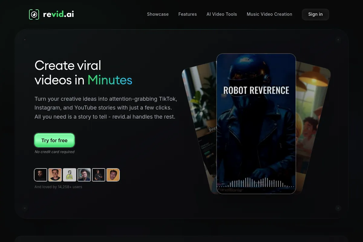 Revid AI website preview