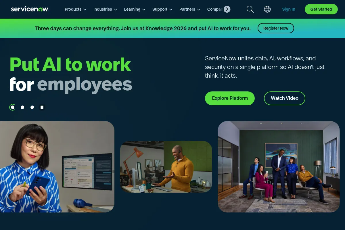 ServiceNow website preview