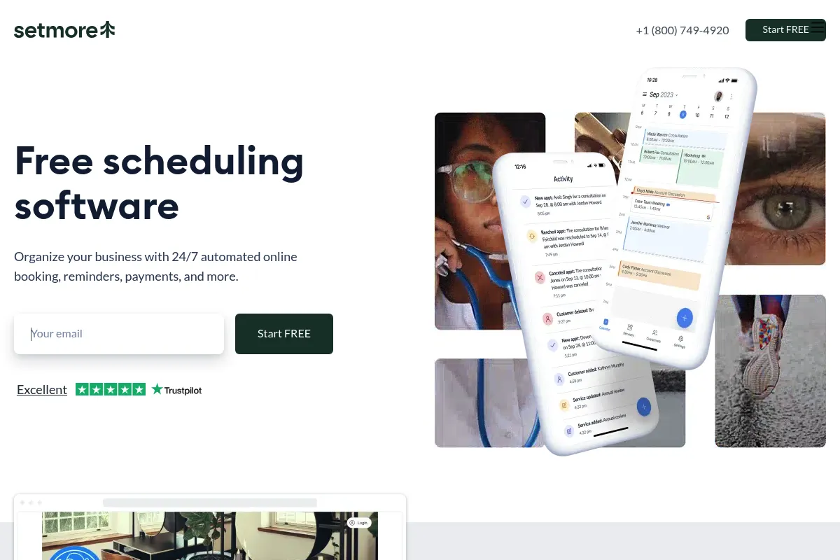 Setmore website preview