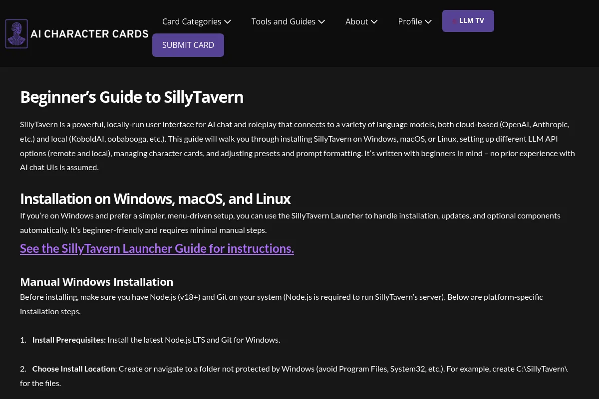 SillyTavern website preview