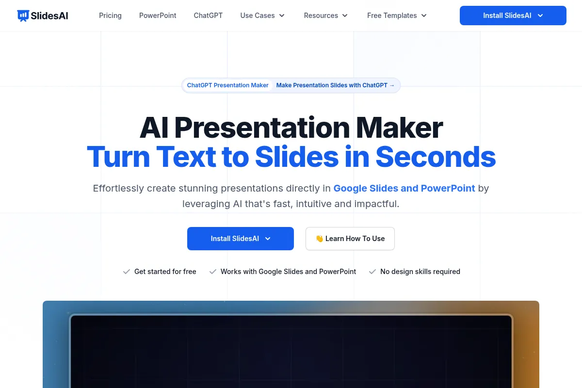 SlidesAI website preview