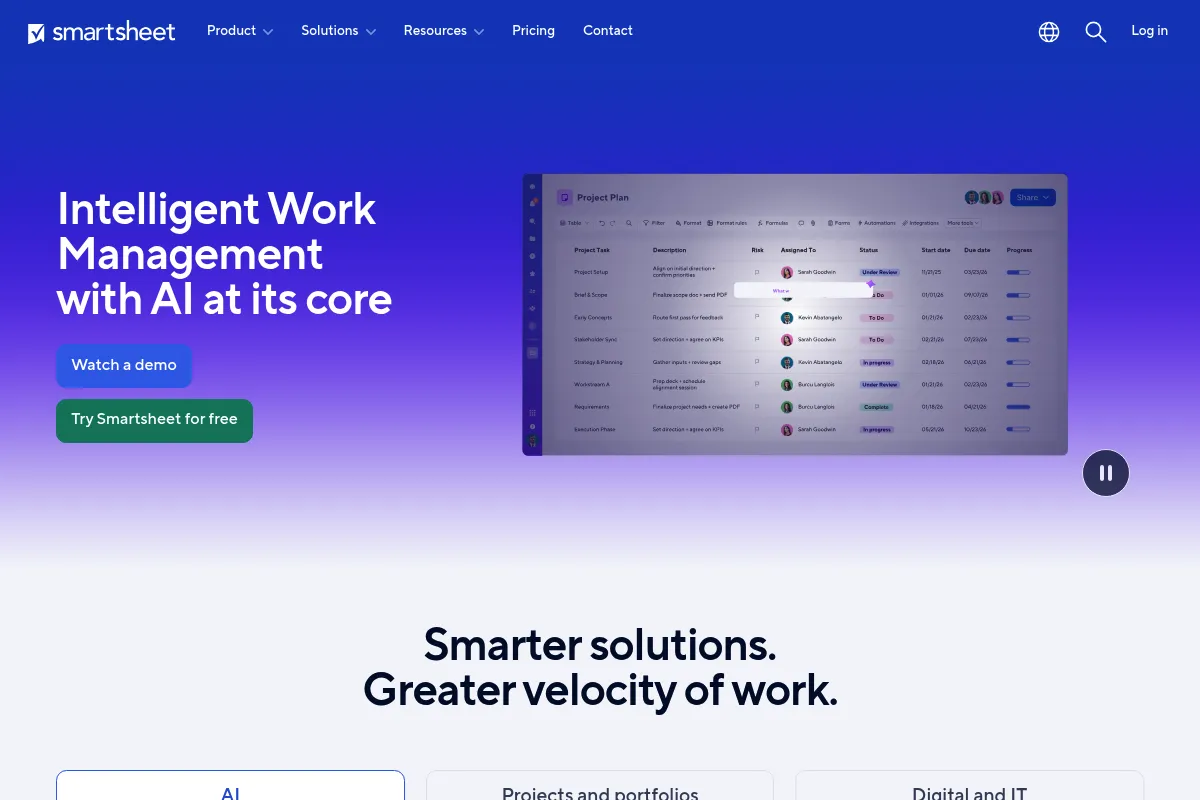 Smartsheet website preview