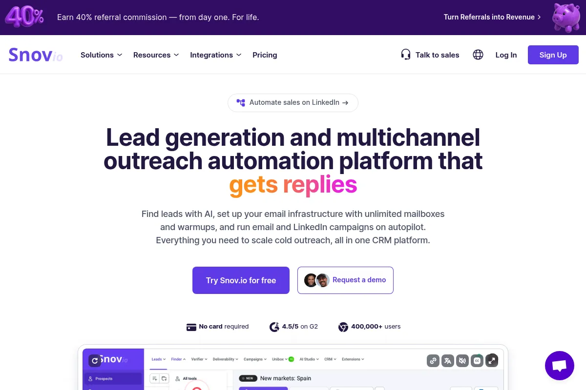 Snov.io website preview