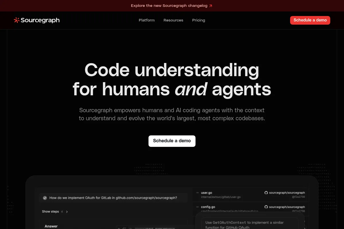 Sourcegraph website preview