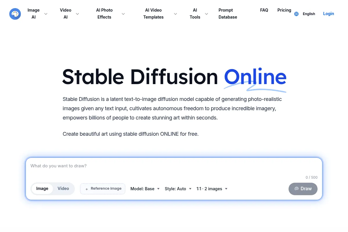 Stable Diffusion website preview