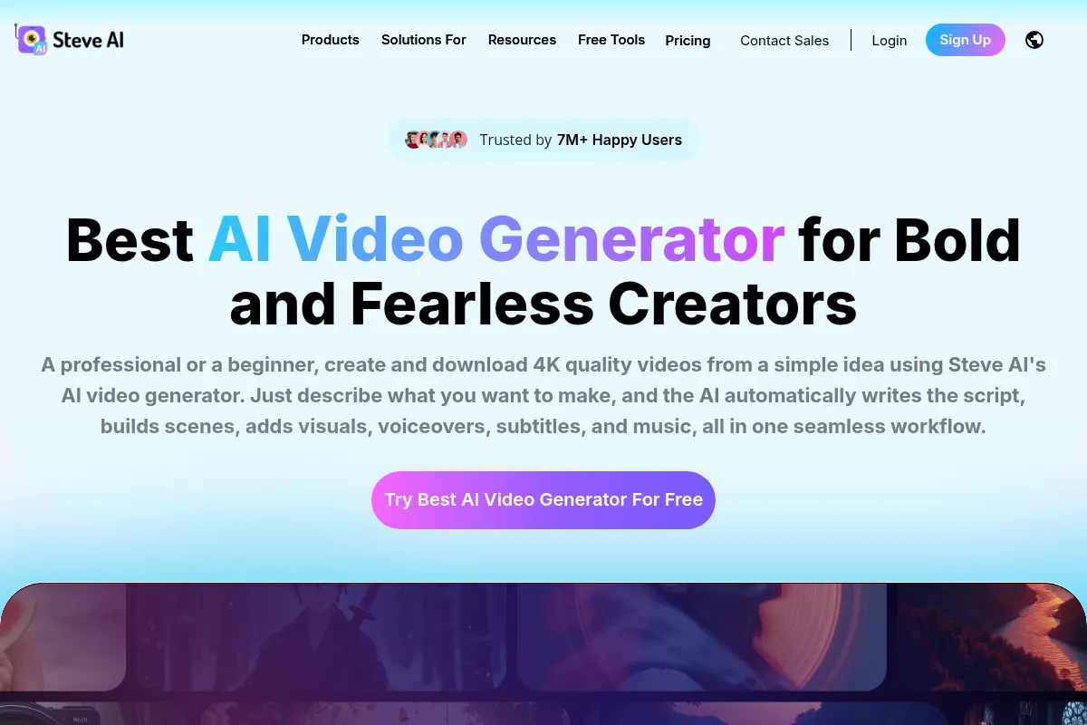 Steve AI website preview