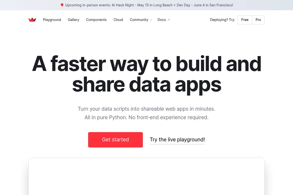 Streamlit website preview