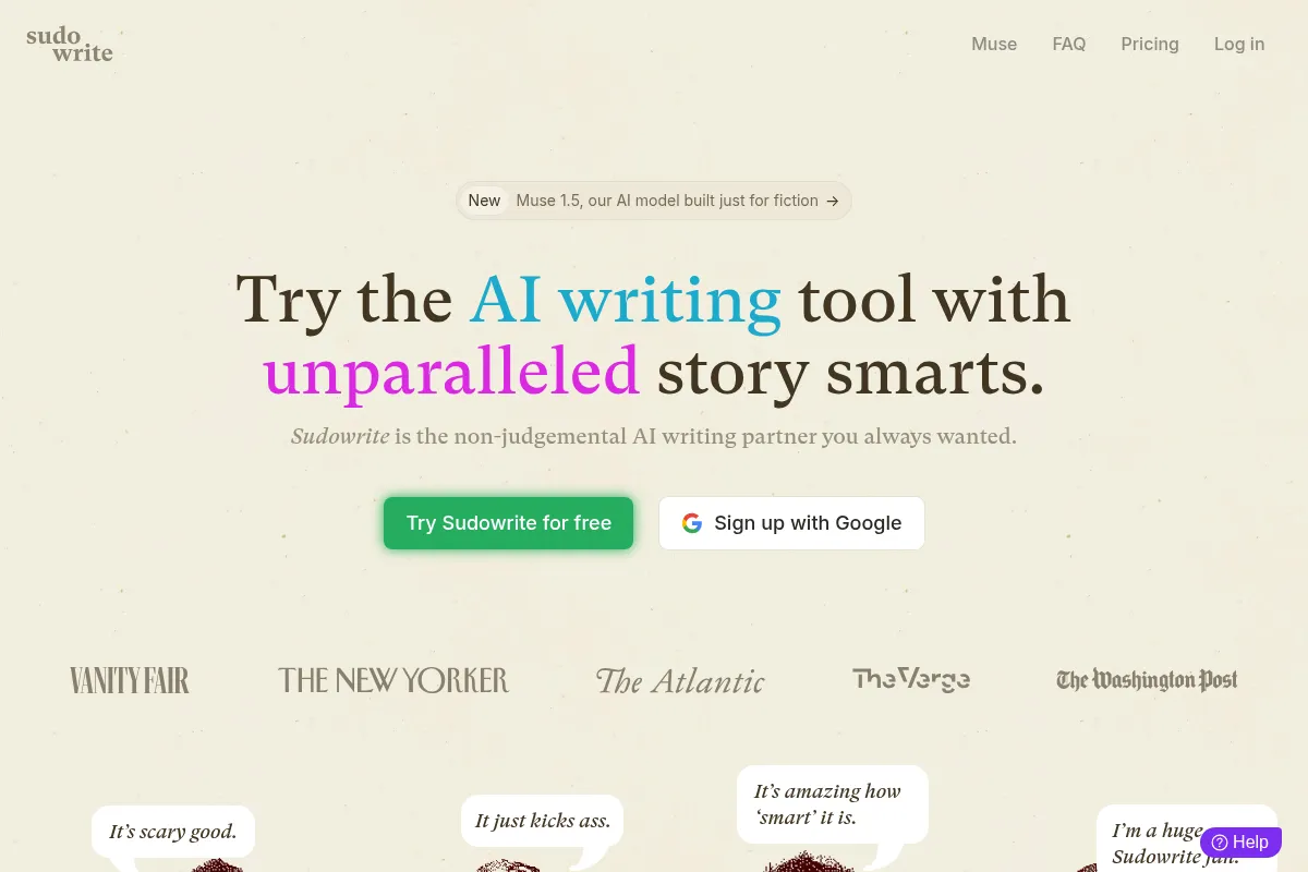Sudowrite website preview