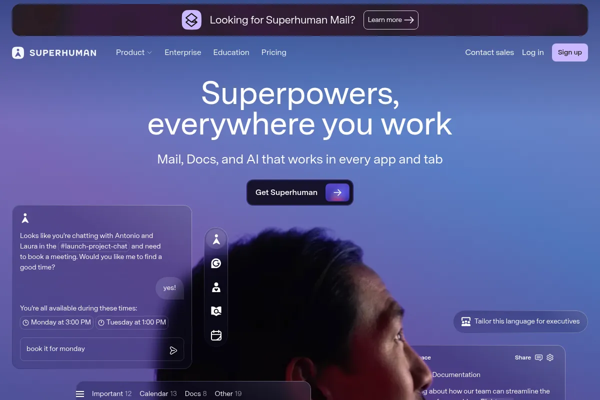 Superhuman website preview