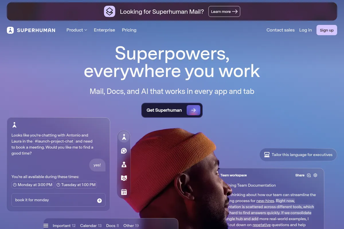 Superhuman website preview