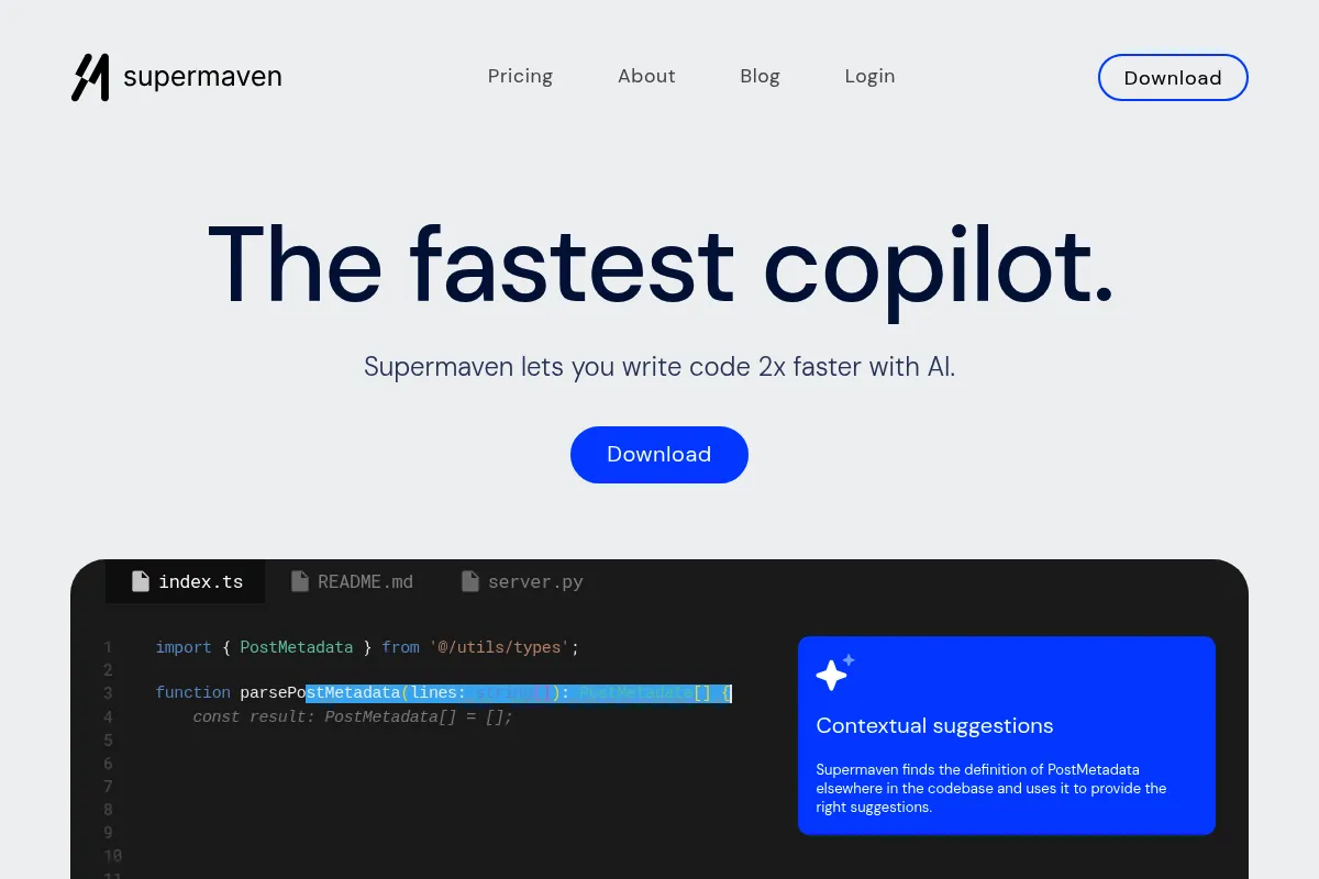 Supermaven website preview