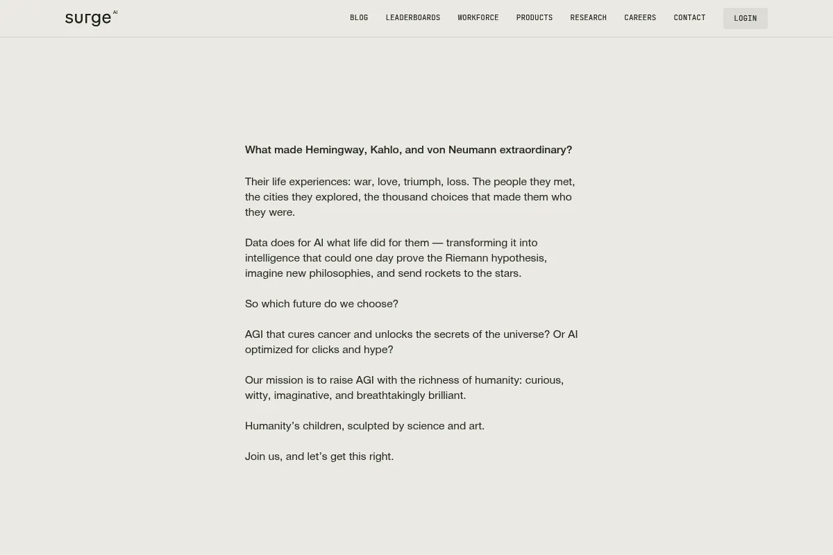 Surge AI website preview