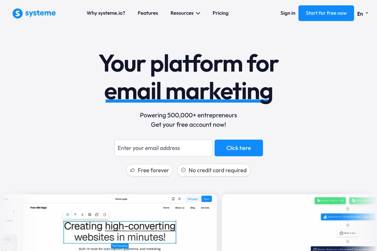 Systeme.io website preview