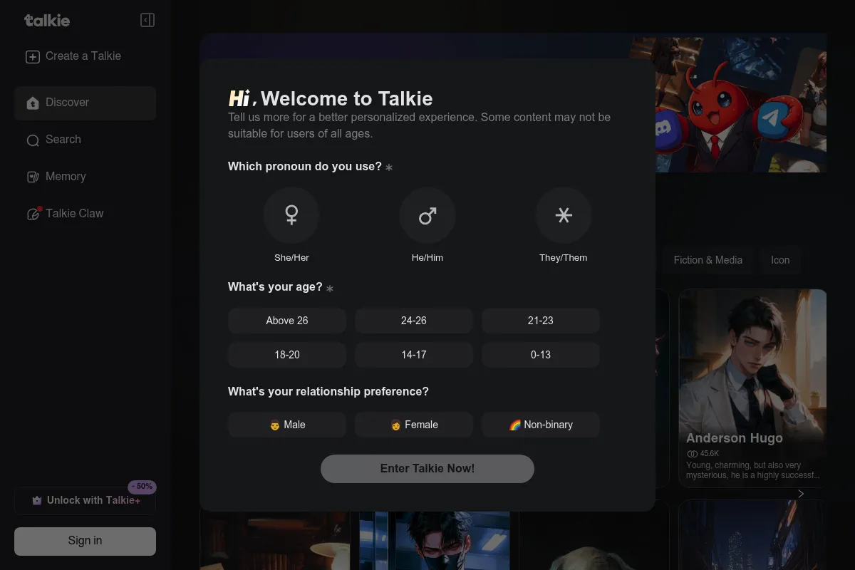 Talkie website preview