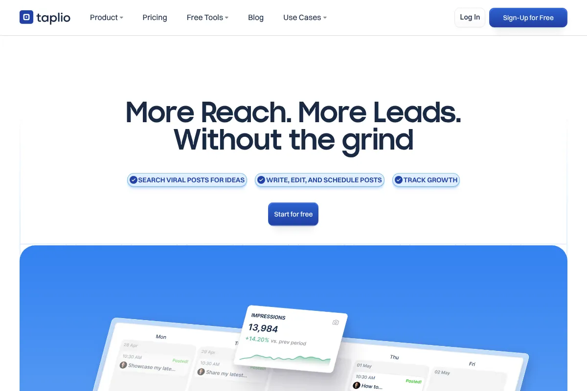 Taplio website preview