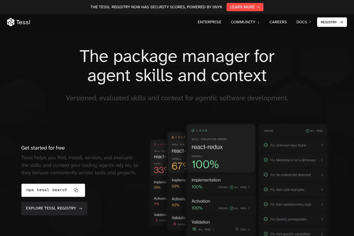 Tessl website preview