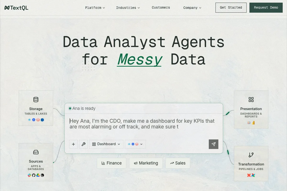TextQL website preview
