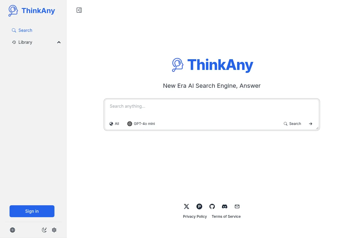 ThinkAny website preview