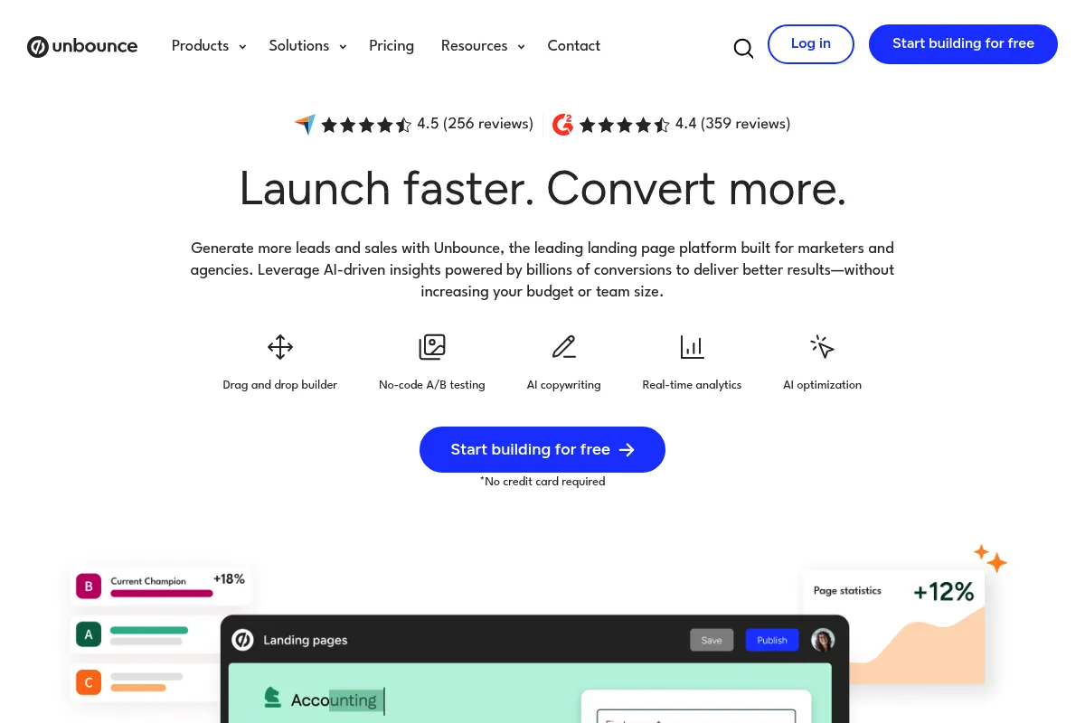 Unbounce website preview