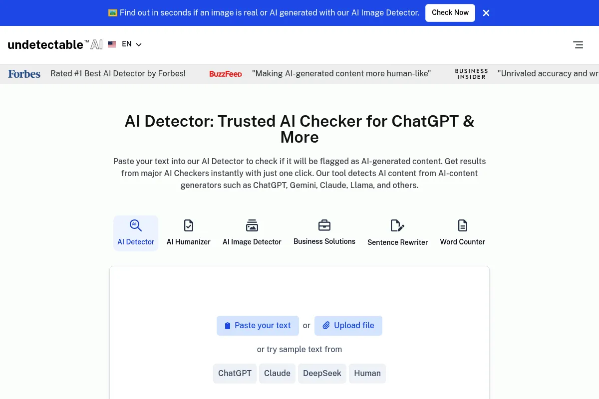 Undetectable AI website preview