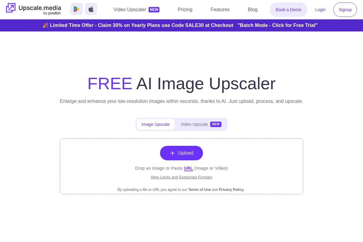 Upscale.media website preview