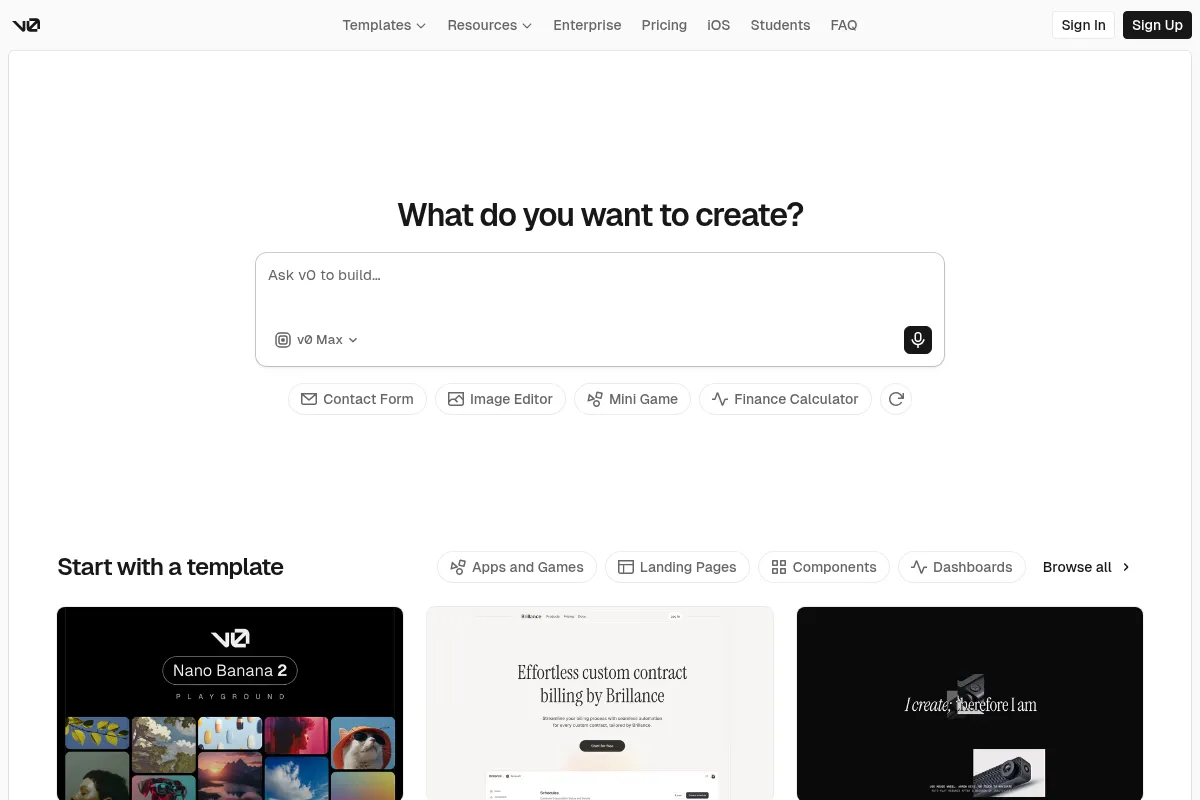 v0 website preview