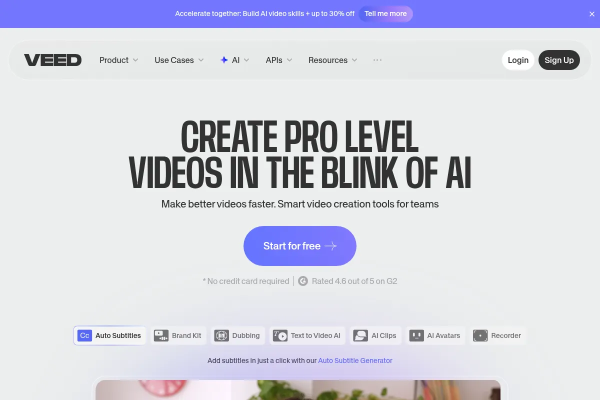 VEED AI website preview