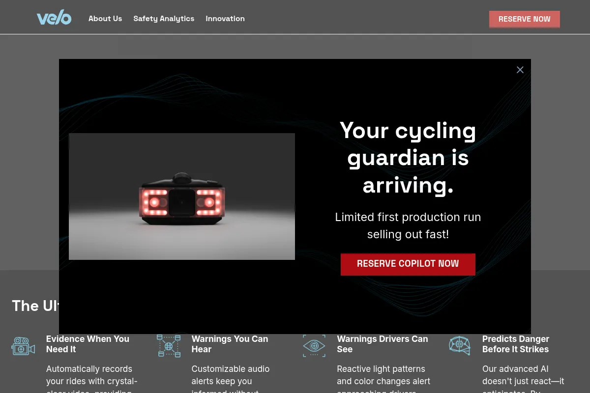 Velo AI website preview