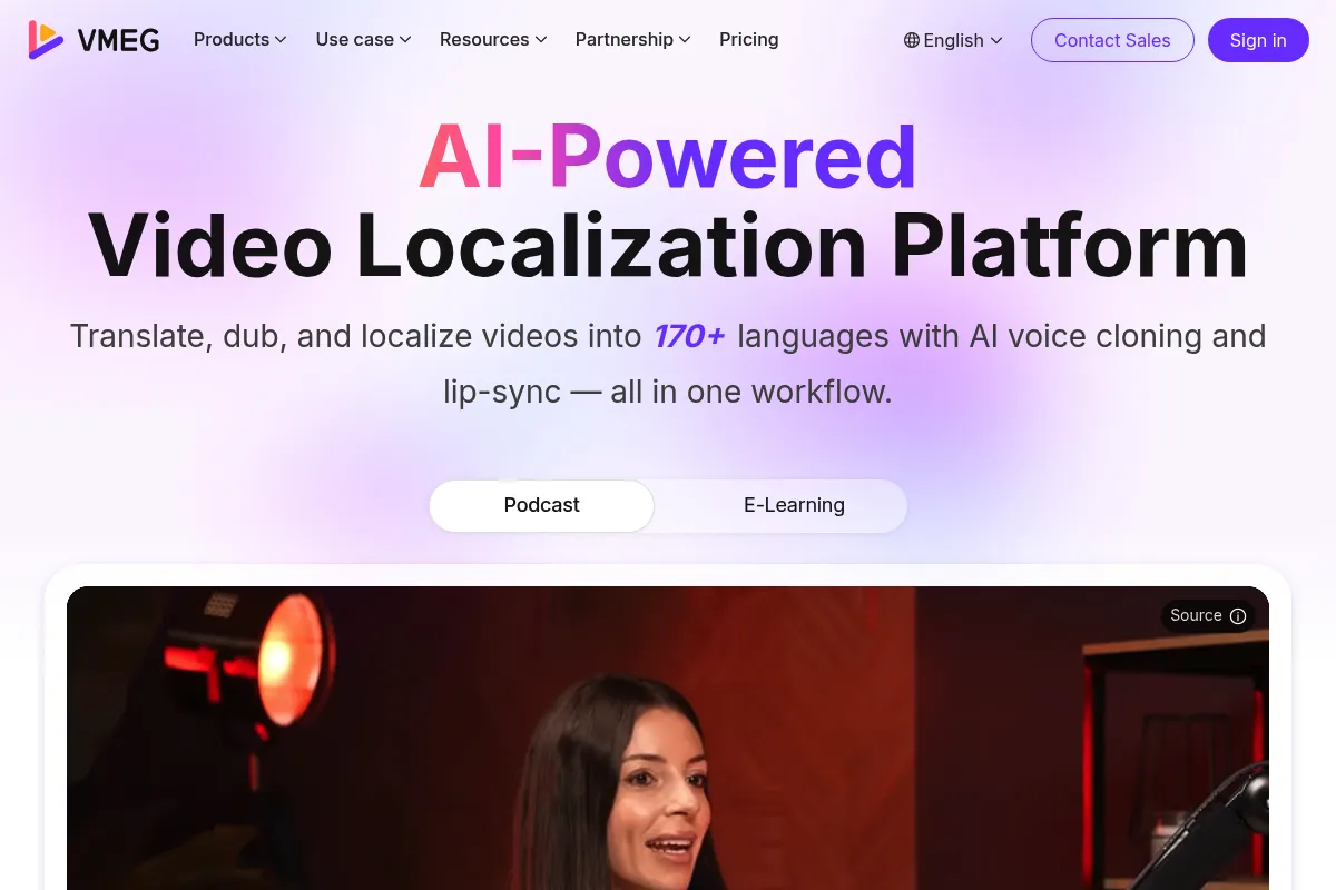 VMEG AI website preview