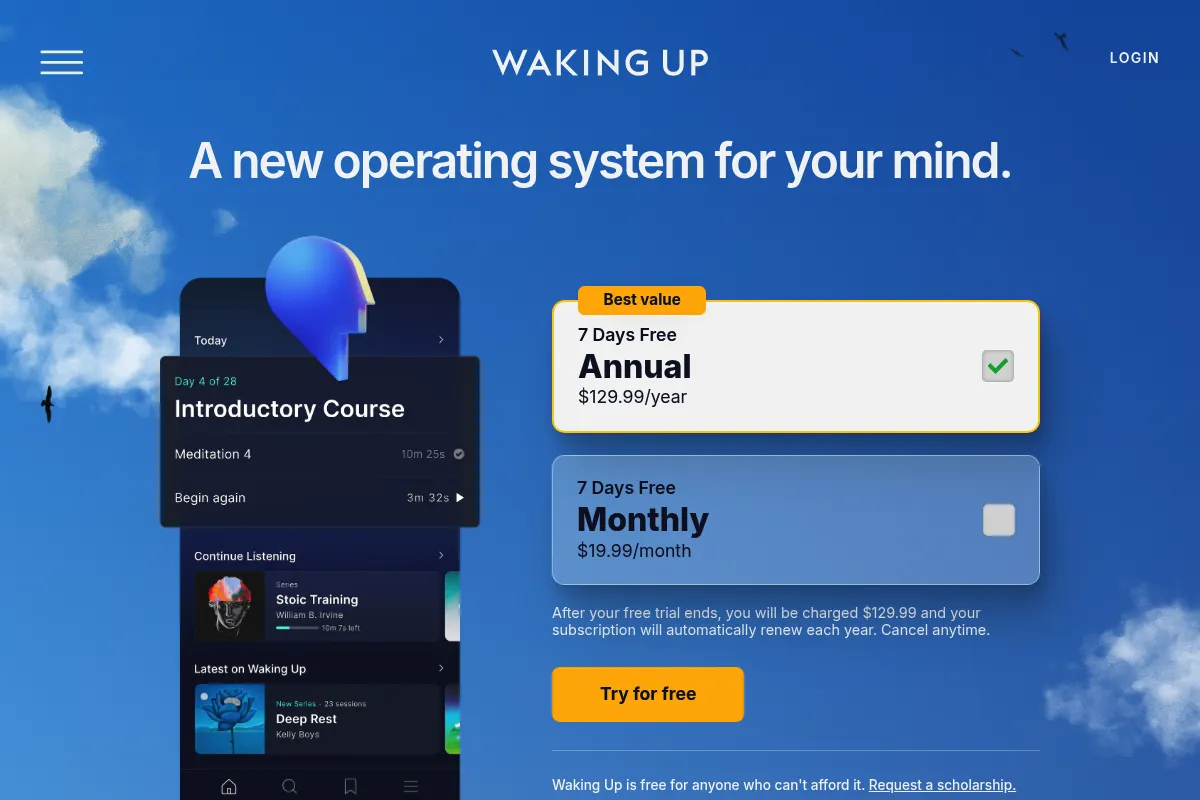 Waking Up website preview