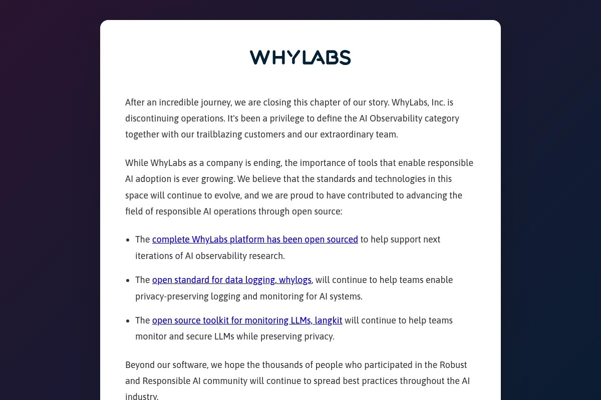 WhyLabs website preview