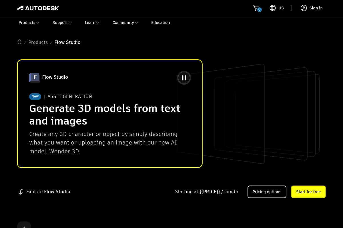 Wonder Studio website preview