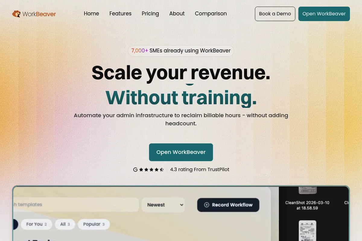 WorkBeaver website preview